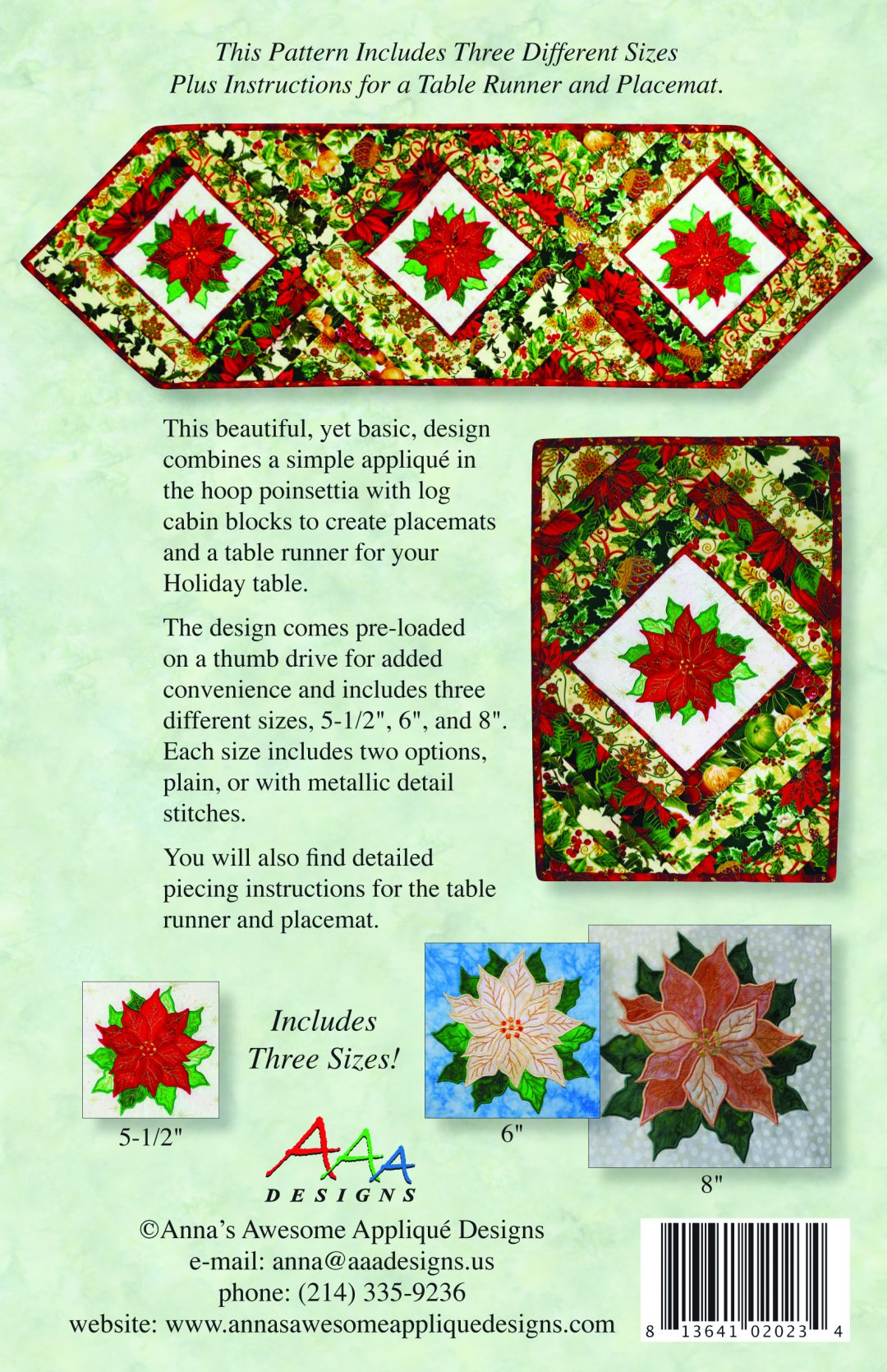 Poinsettia Table Runner Annas Awesome Applique Designs   Poinsettia 300dpi Back Cover 1080x1669 